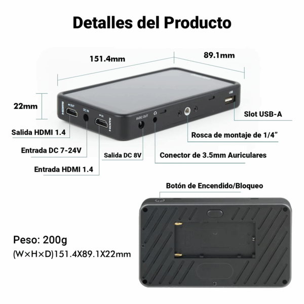 Monitor de Campo Desview R5ii Detalles del producto