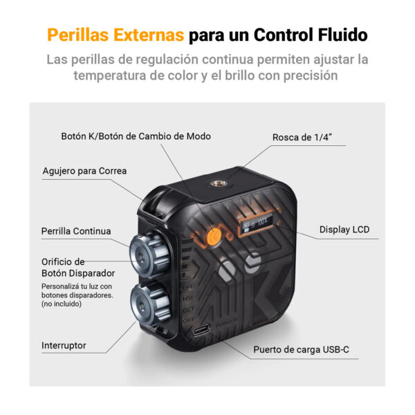 Mini Luz Led RGB K&F Concept L01 para Fotografía y Video - Image 2