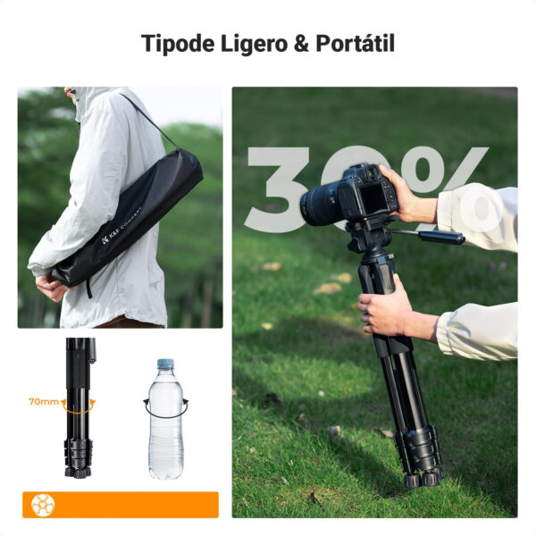 Tripode de Video Portátil K&F Concept S245A3 hasta 4KG - Image 4