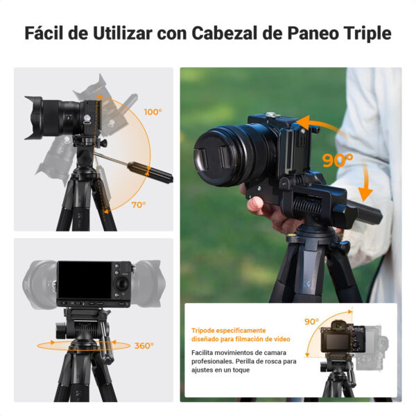 Tripode de Video Portátil K&F Concept S245A3 hasta 4KG - Image 7